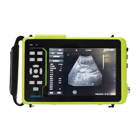 Waterproof veterinary ultrasound machine for outdoor use with a variety of probes